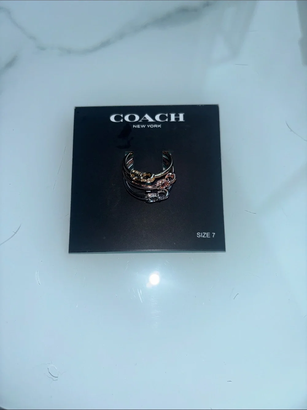 COACH Signature interlock Stackable 3 Ring Set - Picture 2 of 4